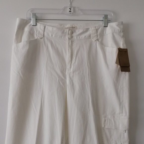 Coldwater Creek Women's White Ripstop Calypso Crop Capri Pants Size 14 New - Picture 3 of 6